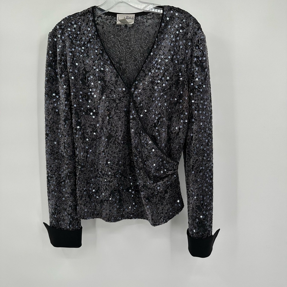 Joseph Ribkoff Womens‎ Sequin Wrap Top Size 10 Glam Evening Cocktail Party